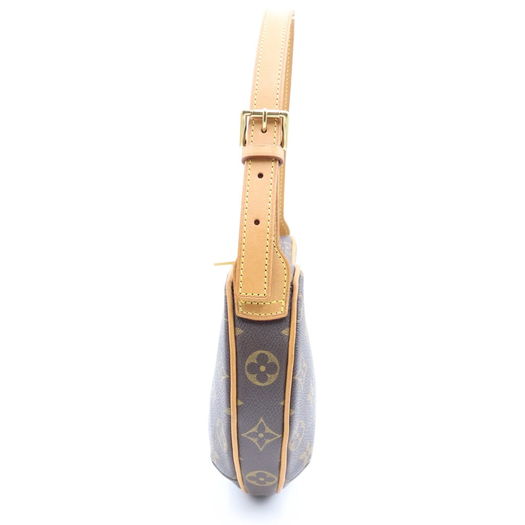 LOUIS VUITTON(ルイヴィトン) モノグラム ポシェットクロワッサン ショルダーバッグ ブラウン レザー×PVC M51510 ゴールド金具 レディース
