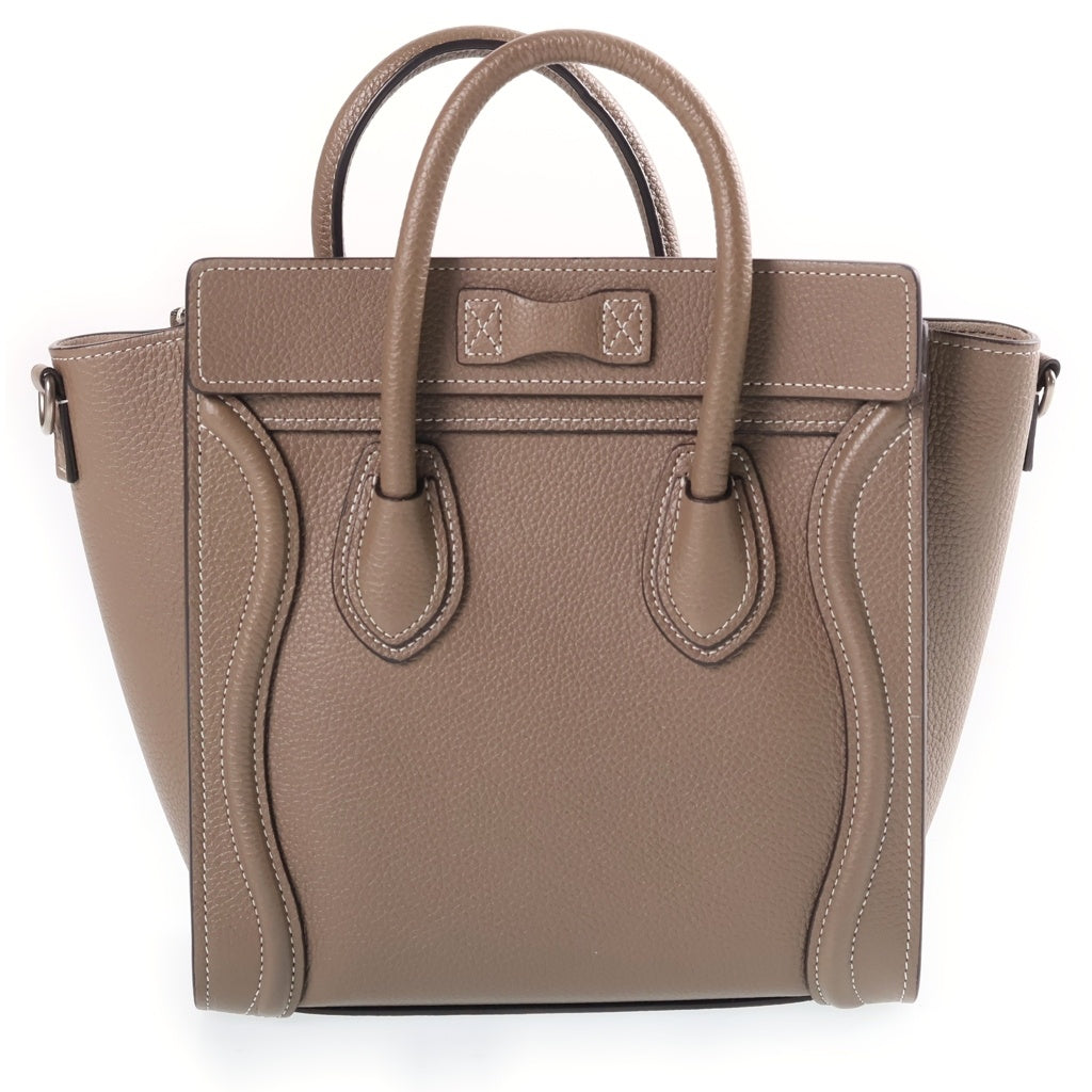 CELINE(セリーヌ) ラゲージ ナノショッパー レザーハンドバッグ ショルダーバッグ ベージュ レディース