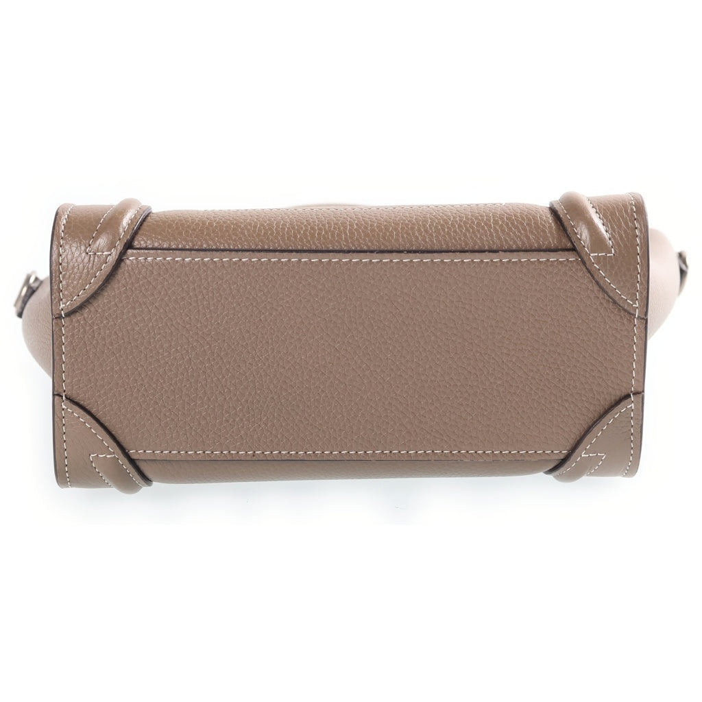 CELINE(セリーヌ) ラゲージ ナノショッパー レザーハンドバッグ ショルダーバッグ ベージュ レディース