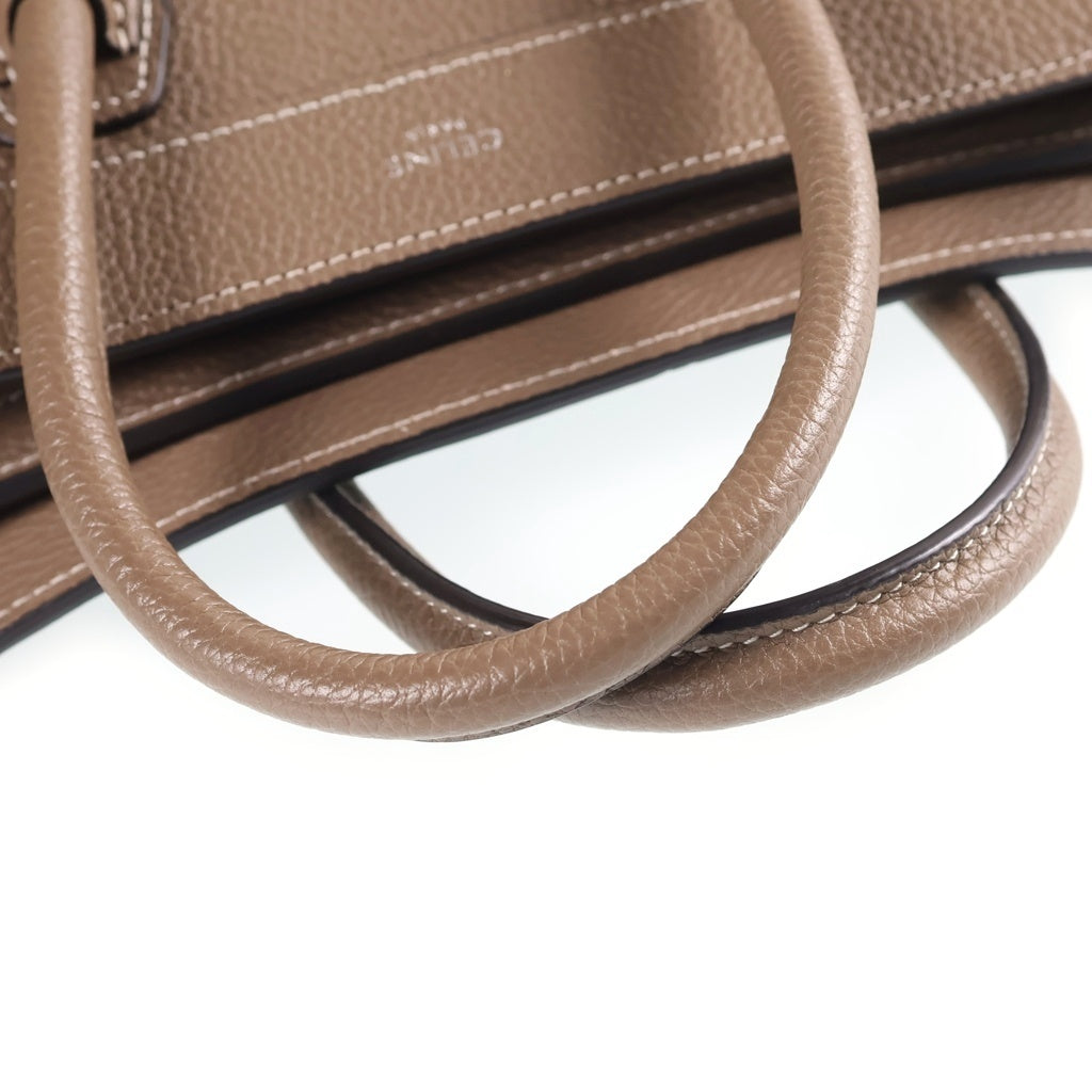 CELINE(セリーヌ) ラゲージ ナノショッパー レザーハンドバッグ ショルダーバッグ ベージュ レディース
