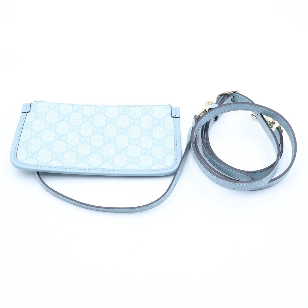 GUCCI(グッチ) GGスプリーム オフィディア スモール 2WAYハンドバッグ ショルダーバッグ トートバッグ ライトブルー レザー×PVC 811716 ゴールド金具 レディース
