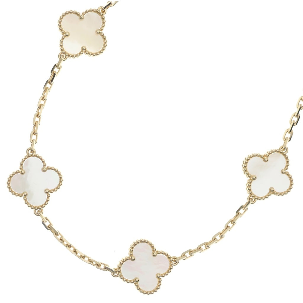 Van Cleef & Arpels(ヴァンクリーフアンドアーペル) ヴィンテージアルハンブラ 10Pモチーフ マザーオブパール ネックレス Au750YG イエローゴールド VCARA42800 レディース