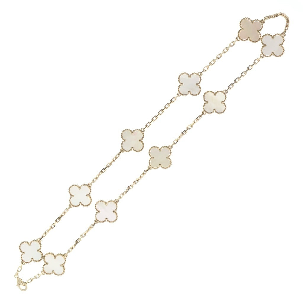 Van Cleef & Arpels(ヴァンクリーフアンドアーペル) ヴィンテージアルハンブラ 10Pモチーフ マザーオブパール ネックレス Au750YG イエローゴールド VCARA42800 レディース