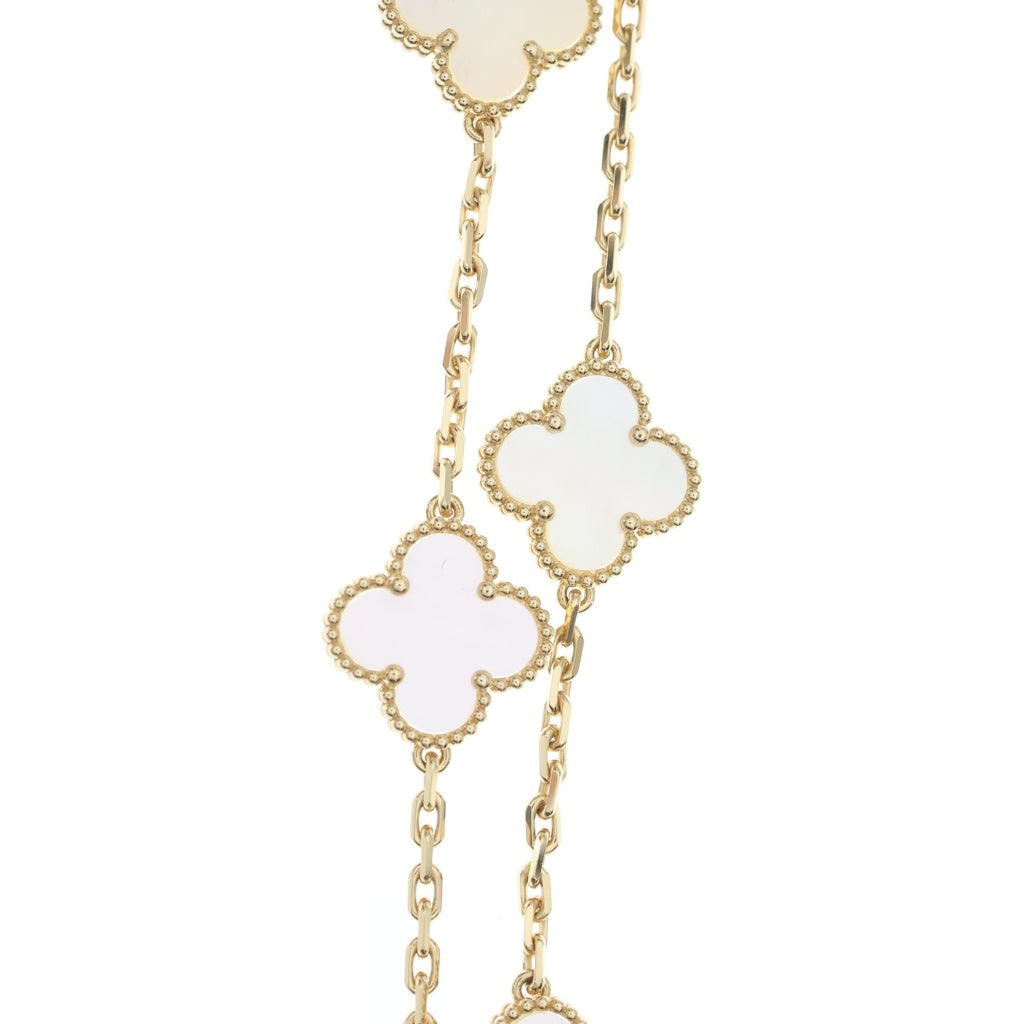 Van Cleef & Arpels(ヴァンクリーフアンドアーペル) ヴィンテージアルハンブラ 10Pモチーフ マザーオブパール ネックレス Au750YG イエローゴールド VCARA42800 レディース