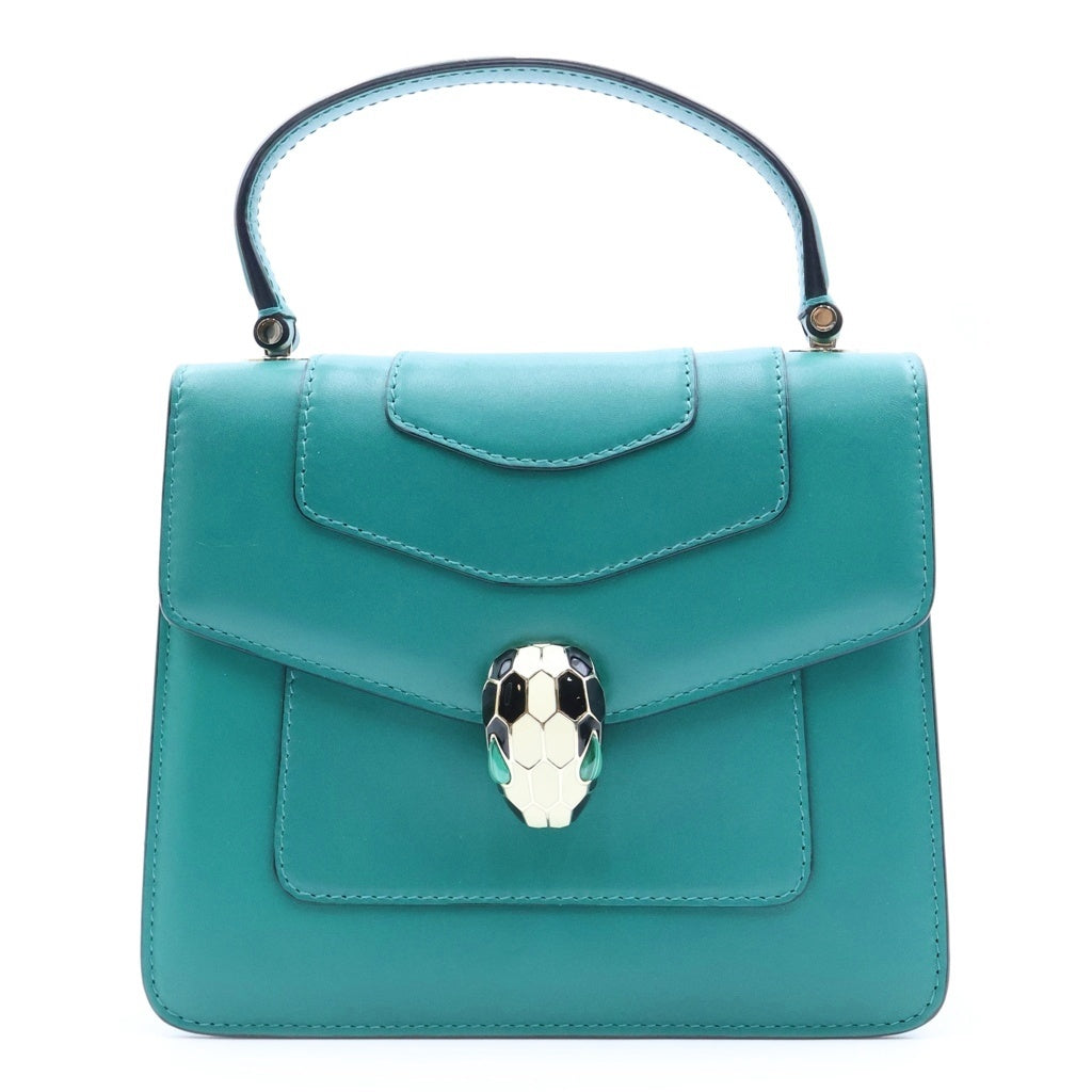 BVLGARI(ブルガリ) セルペンティ フォーエバー 2WAYハンドバッグ チェーンショルダーバッグ グリーン レザー ゴールド金具 レディース