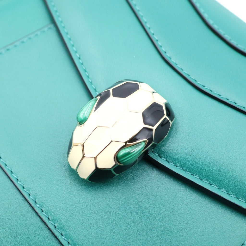 BVLGARI(ブルガリ) セルペンティ フォーエバー 2WAYハンドバッグ チェーンショルダーバッグ グリーン レザー ゴールド金具 レディース