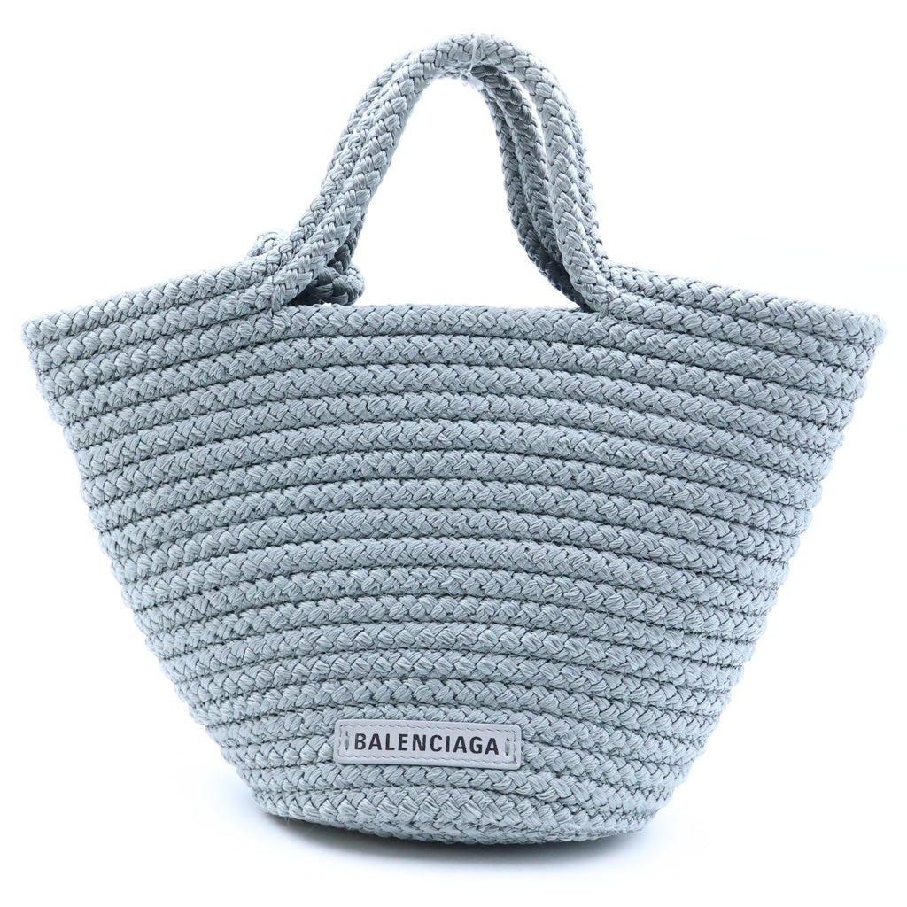 BALENCIAGA(バレンシアガ) イビザ スモール 2WAYハンドバッグ ショルダーバッグ グレー レザー×ラフィア 695612 シルバー金具 レディース