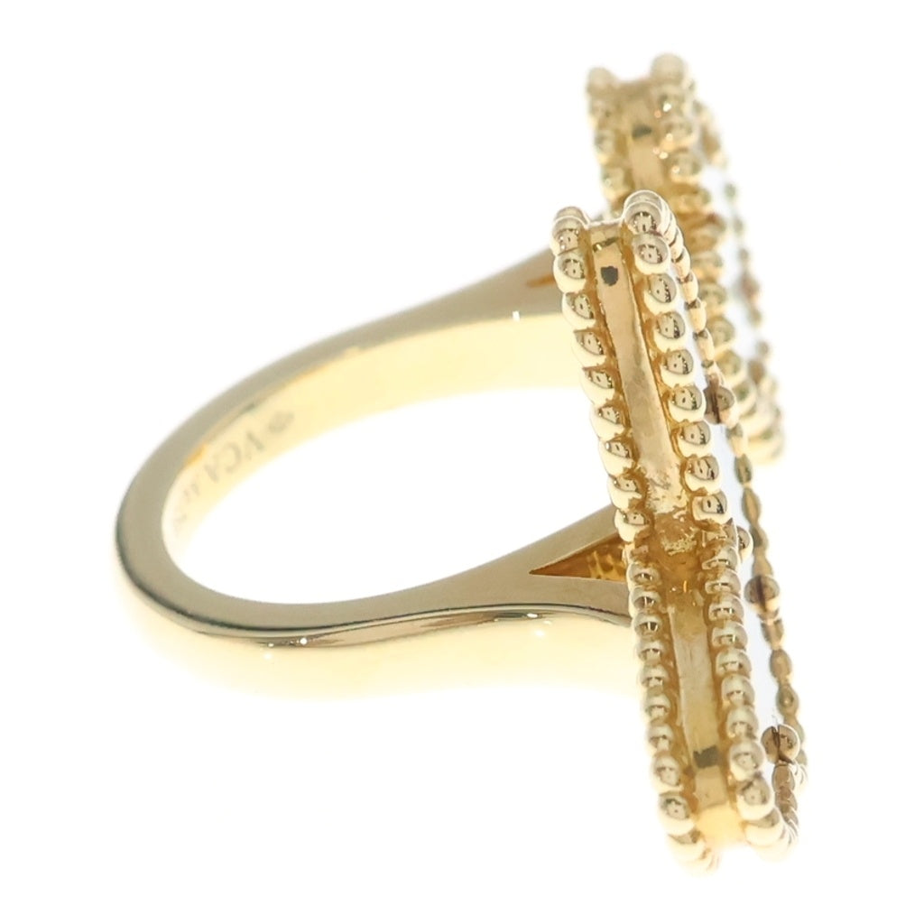 Van Cleef & Arpels(ヴァンクリーフアンドアーペル) ラッキーアルハンブラ タイガーアイ×マザーオブパール アントレ レ ドア リング Au750PG #51 VCARN05851 レディース