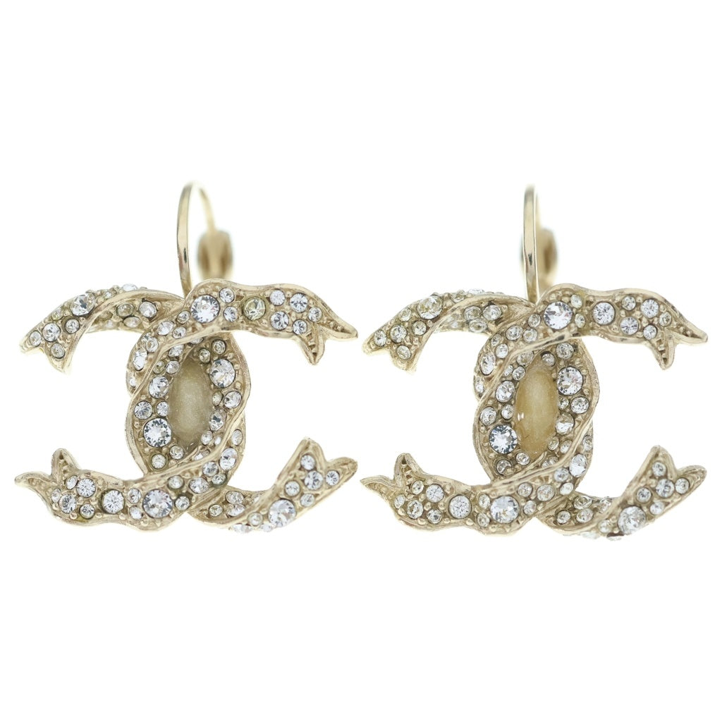 CHANEL(シャネル) ココマーク ラインストーン ピアス ゴールド 18C レディース