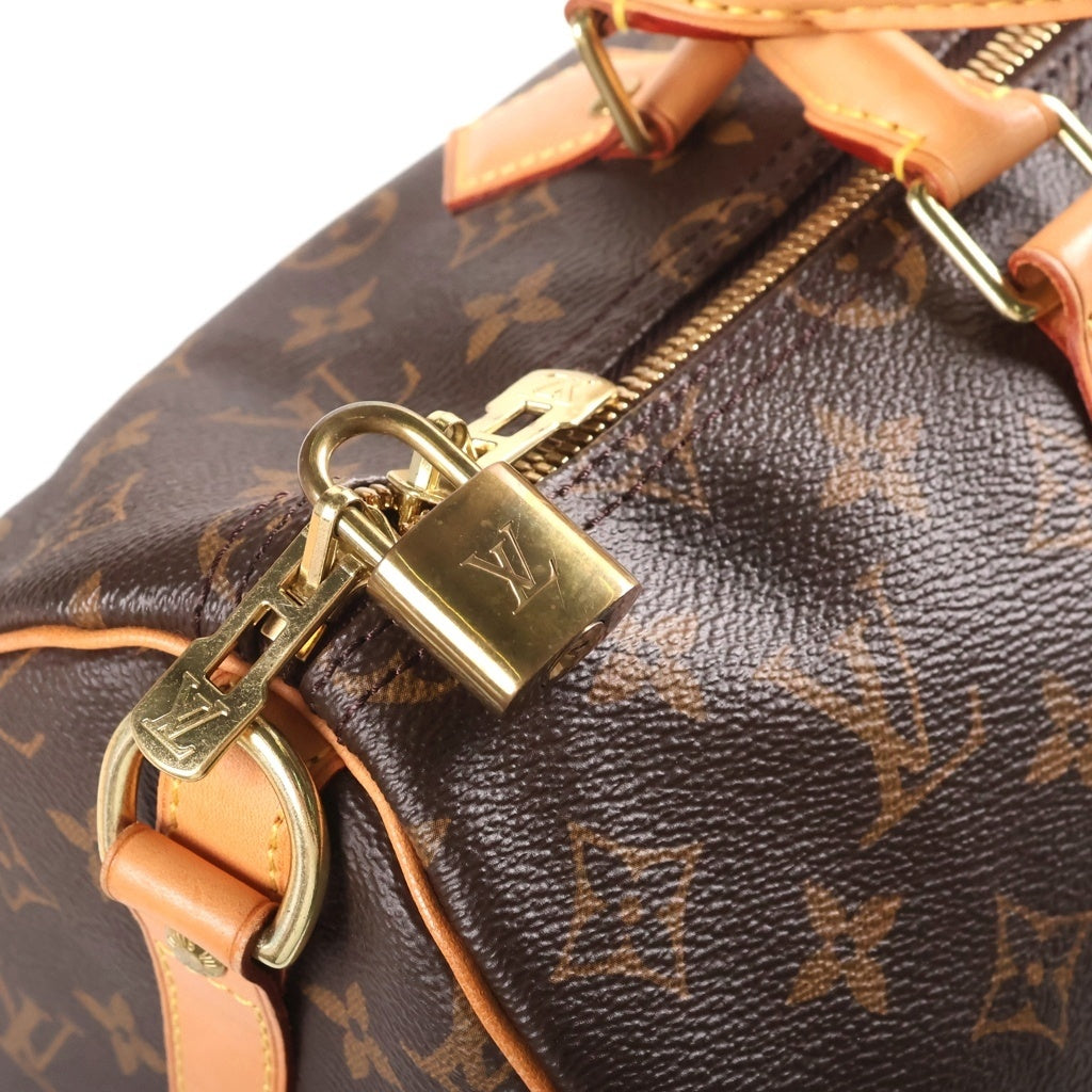 LOUIS VUITTON(ルイヴィトン) モノグラム スピーディ35バンドリエール 2WAYハンドバッグ ショルダーバッグ ブラウン レザー×PVC M46981 ゴールド金具 レディース