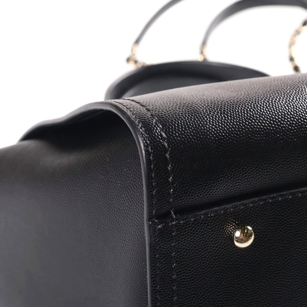 CHANEL(シャネル) ドーヴィルMM スタッズ チェーントートバッグ ブラック キャビアスキン シルバー金具 29番 レディース