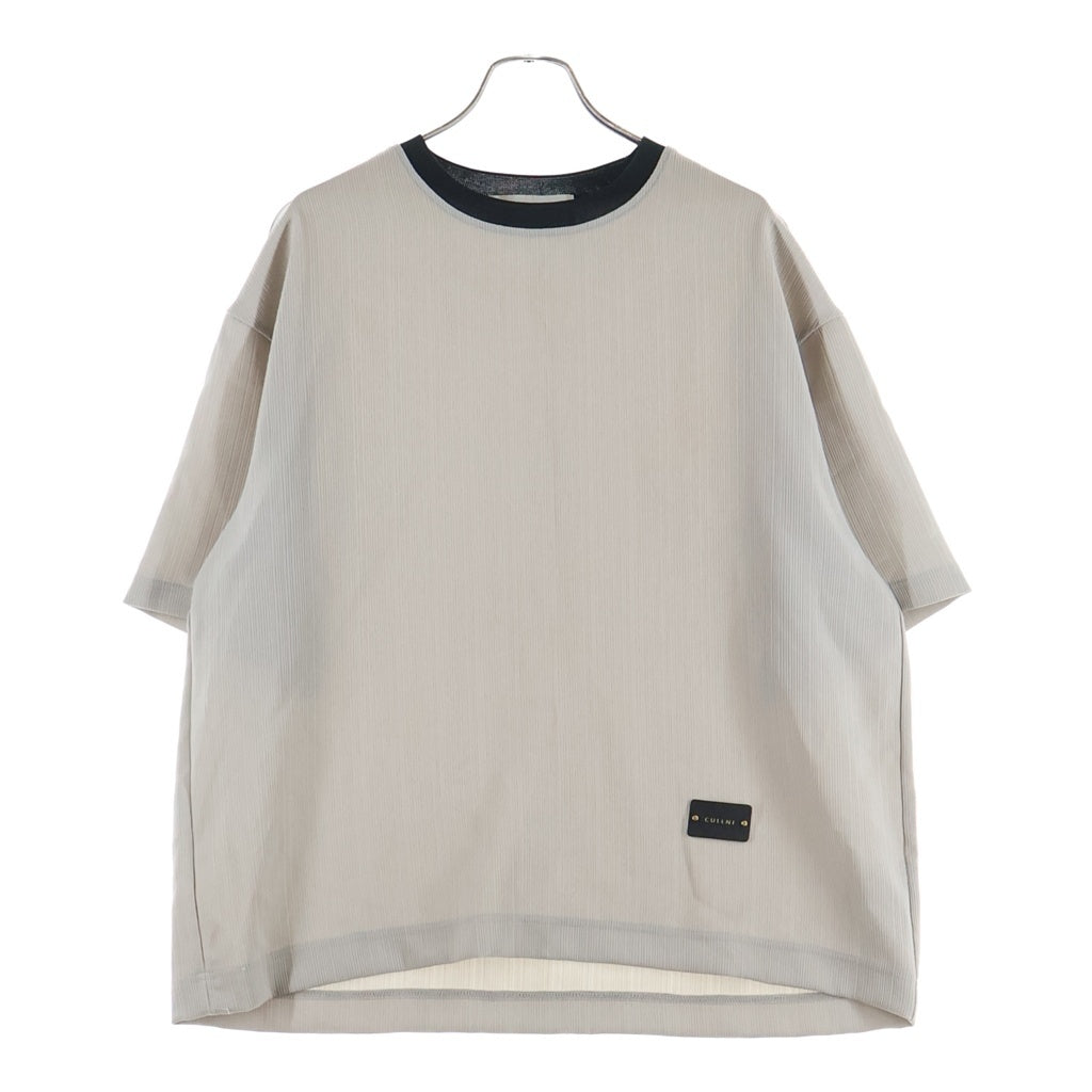 CULLNI(クルニ) プリーツTシャツ ベージュ×ブラック ポリエステル