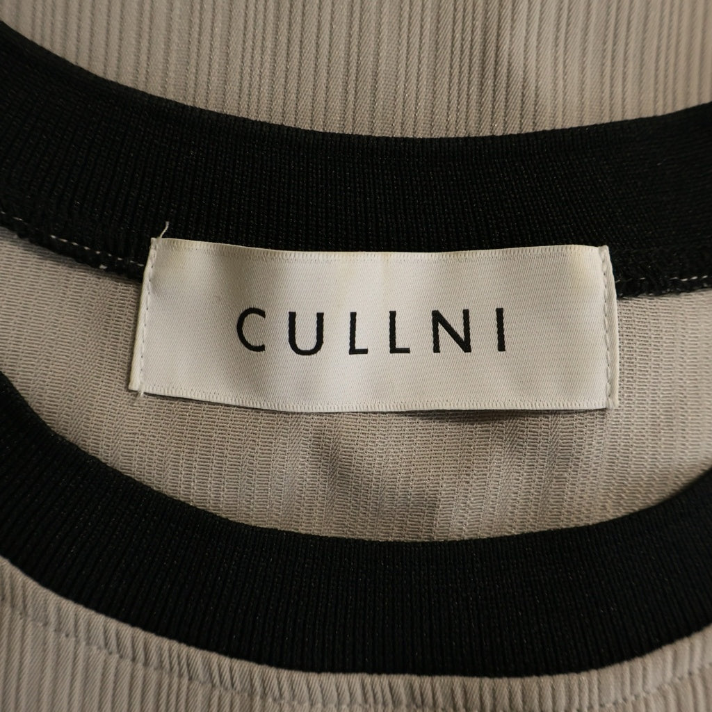 CULLNI(クルニ) プリーツTシャツ ベージュ×ブラック ポリエステル