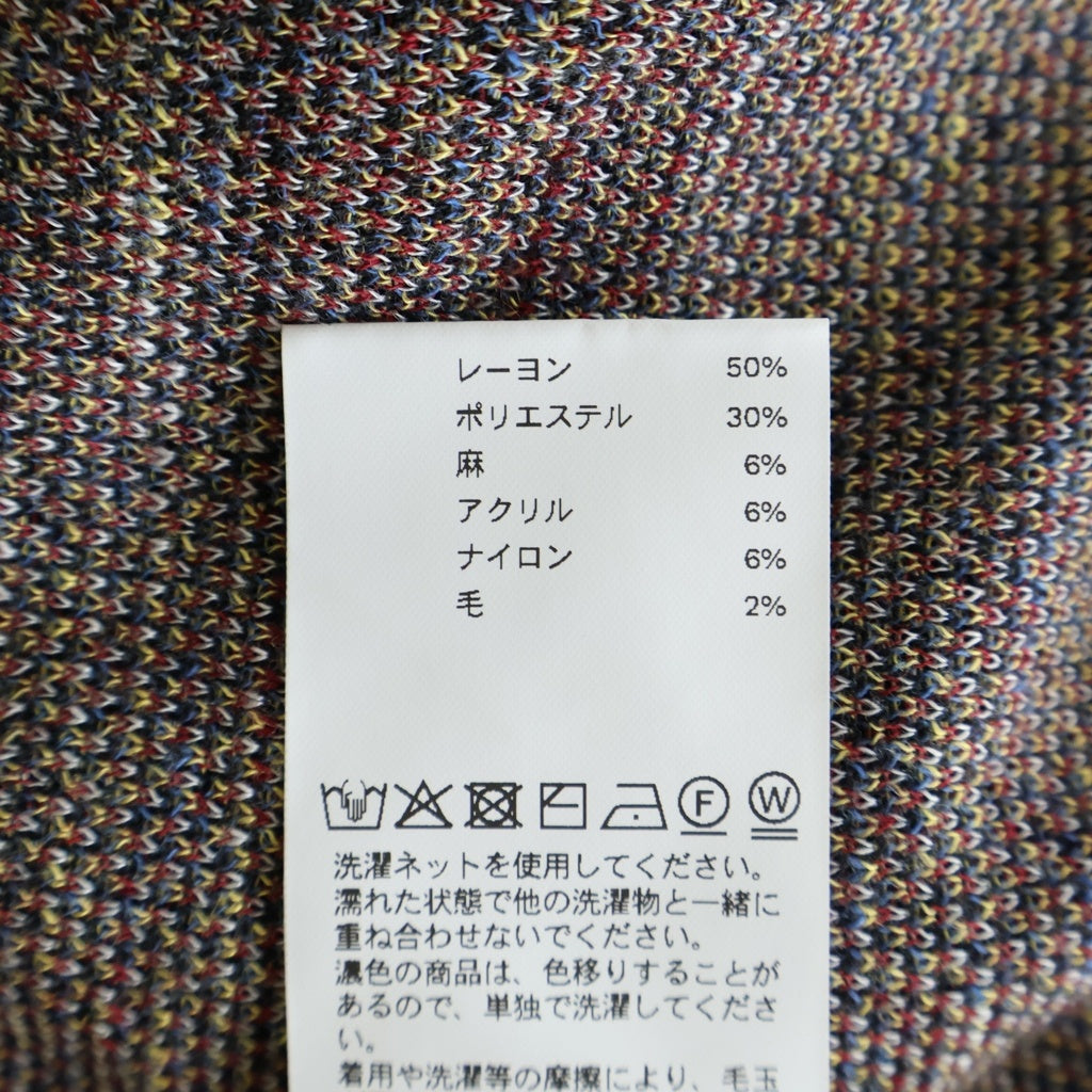 MAISON SPECIAL(メゾンスペシャル) プライムオーバー コンテンポラリーアート ショートスリーブ クルーネック ニットTシャツ ブラック×ブルー #02