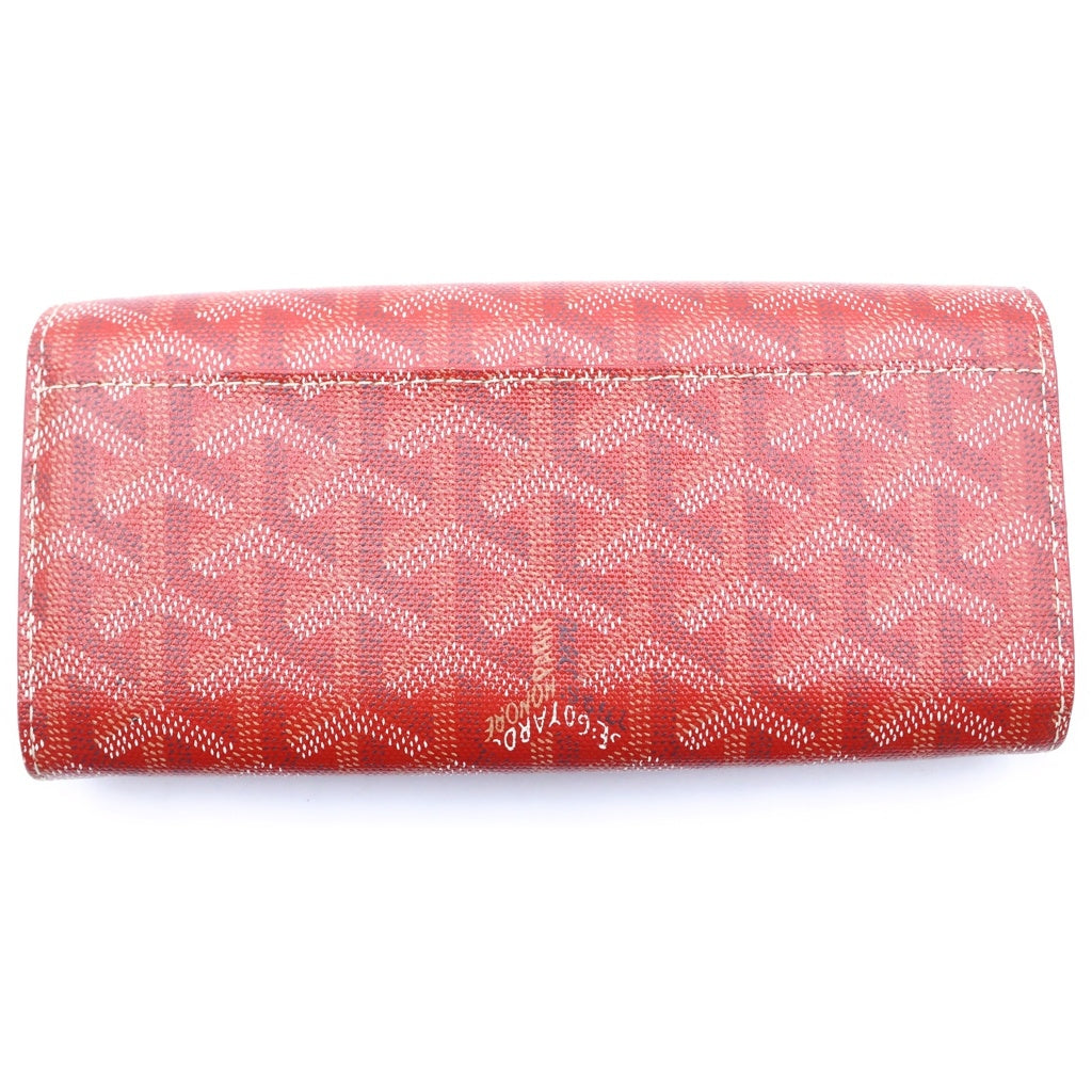 GOYARD(ゴヤール) ヴァレンヌ フラップウォレット ロングウォレット 長財布 カードケース レッド シルバー金具 レディース