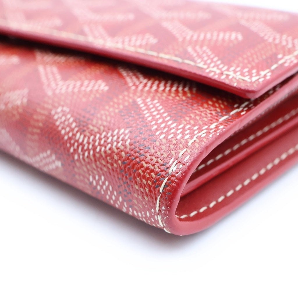 GOYARD(ゴヤール) ヴァレンヌ フラップウォレット ロングウォレット 長財布 カードケース レッド シルバー金具 レディース