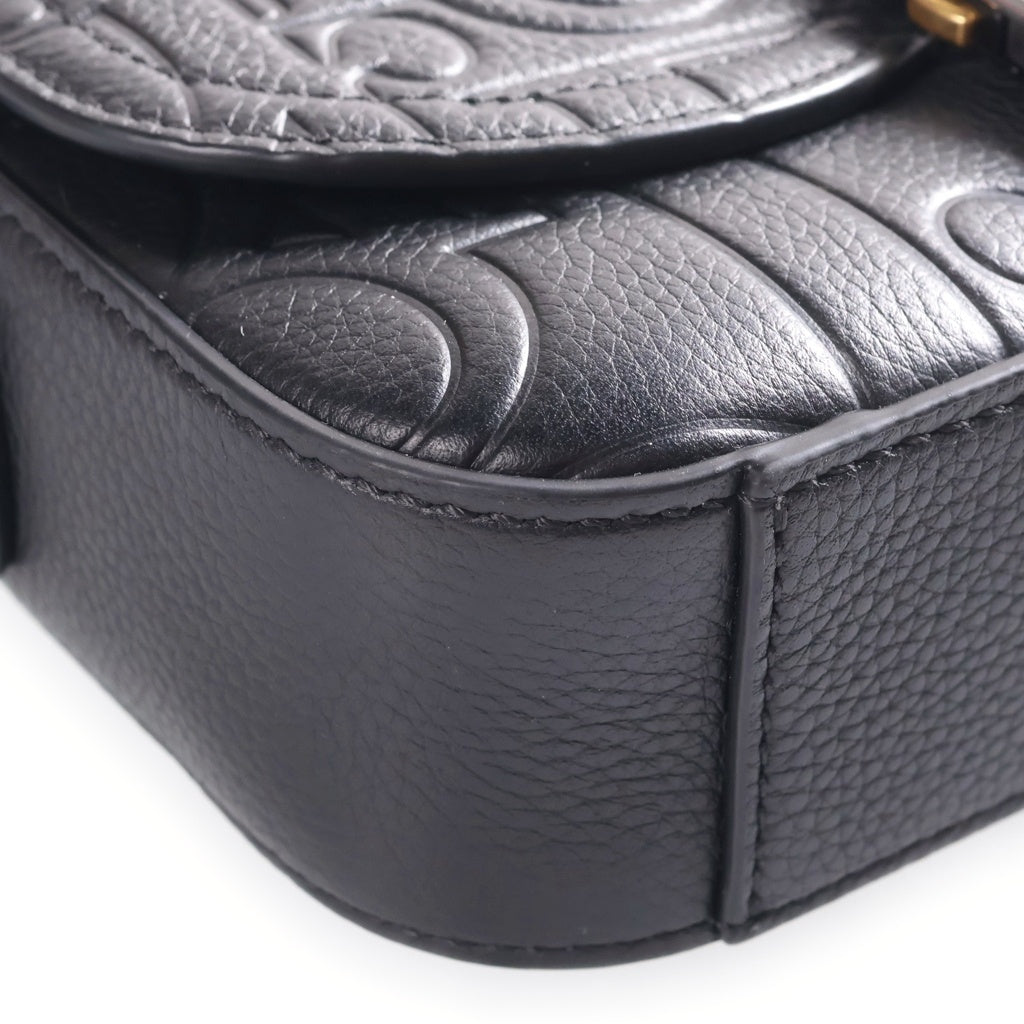 Christian Dior(クリスチャンディオール) グラビティ サドル ヘリテージ メッセンジャーバッグミニ ショルダーバッグ ブラック レザー シルバー金具 レディース