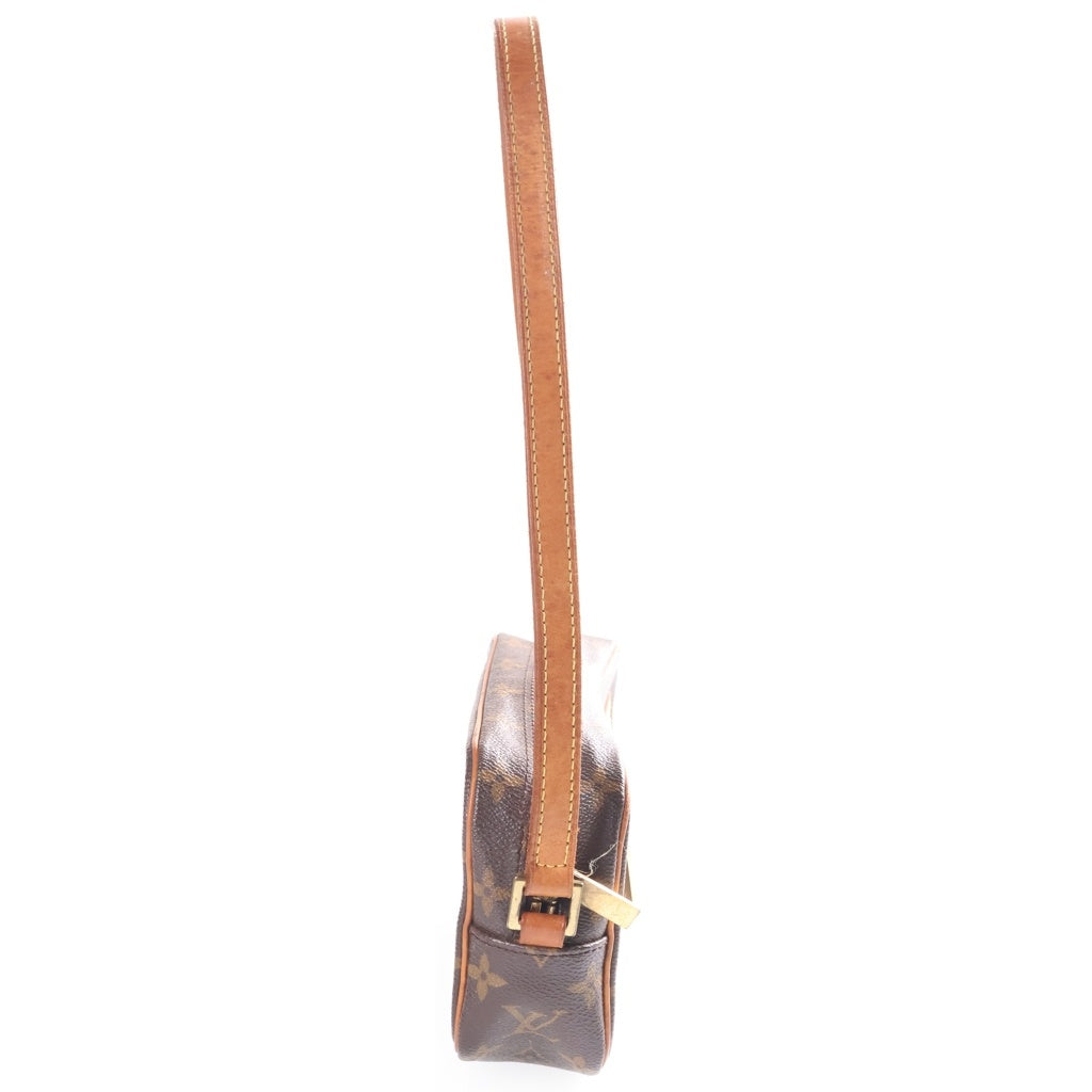 LOUIS VUITTON(ルイヴィトン) モノグラム ポシェット・シテ ショルダーバッグ ブラウン レザー×PVC M51183 ゴールド金具 レディース