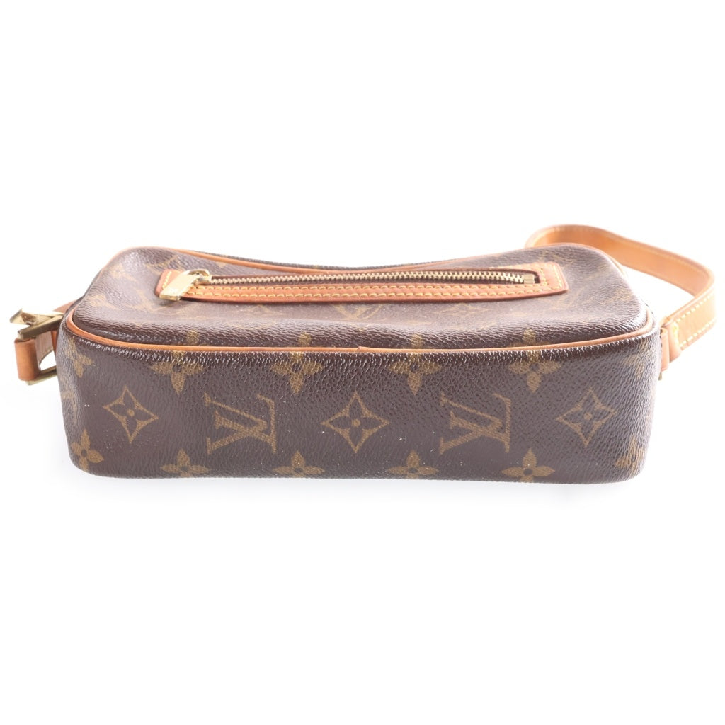 LOUIS VUITTON(ルイヴィトン) モノグラム ポシェット・シテ ショルダーバッグ ブラウン レザー×PVC M51183 ゴールド金具 レディース