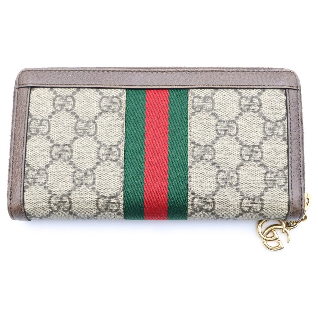GUCCI(グッチ) GGスプリーム オフィディア 長財布 ロングウォレット カードケース ブラウン レザー 523154 ゴールド金具 レディース