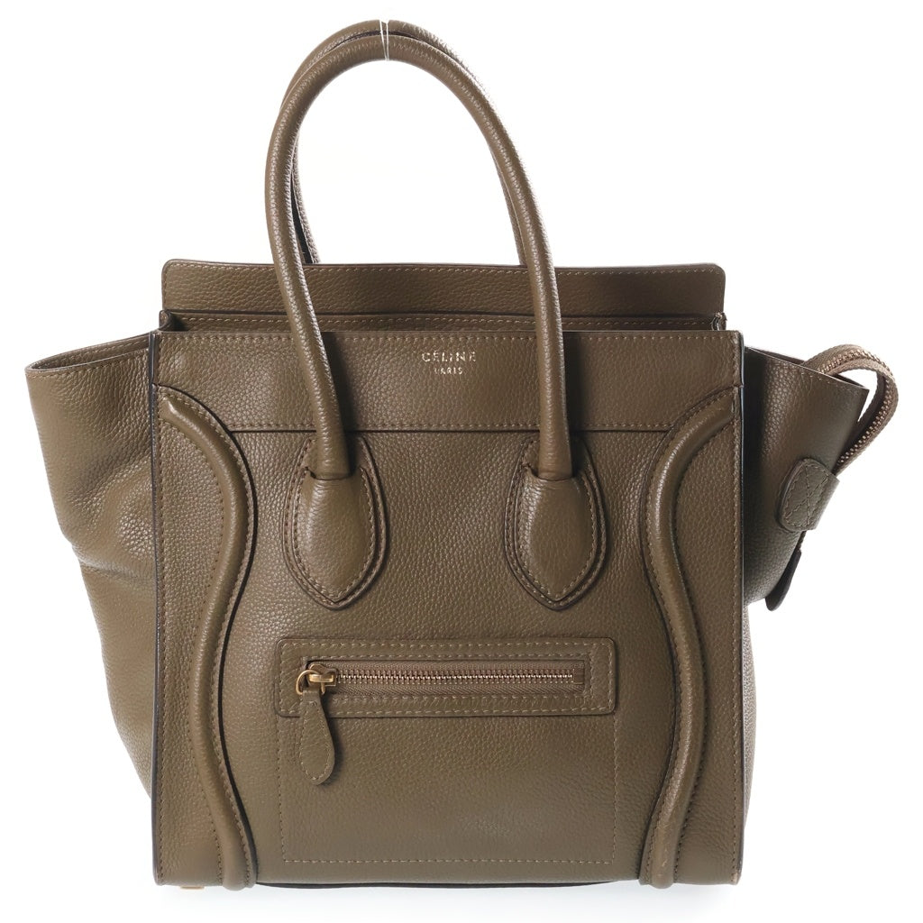 CELINE(セリーヌ) ラゲージ マイクロ ハンドバッグ オリーブ カーキグリーン レザー ゴールド金具 レディース