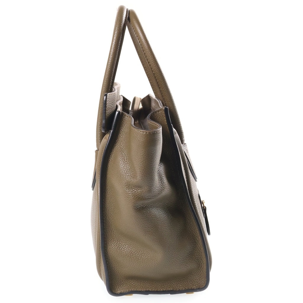 CELINE(セリーヌ) ラゲージ マイクロ ハンドバッグ オリーブ カーキグリーン レザー ゴールド金具 レディース
