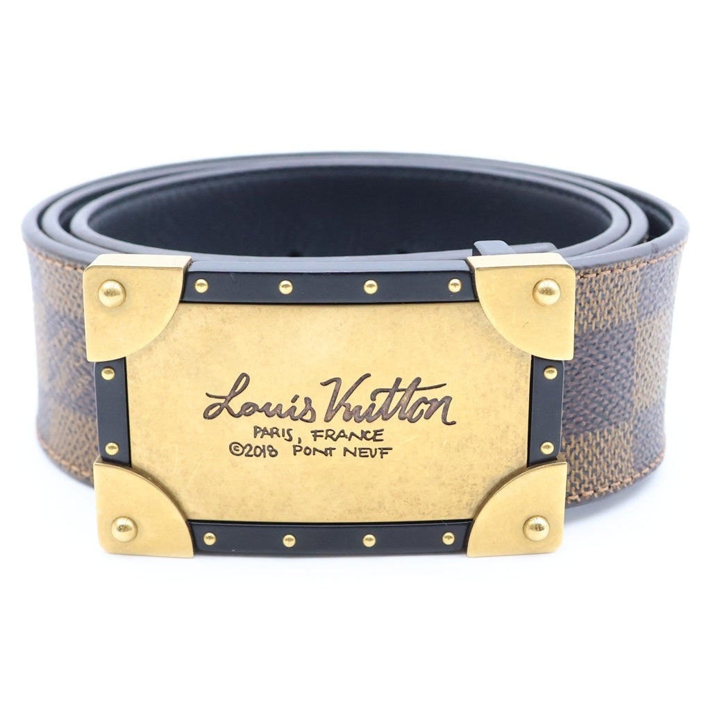 LOUIS VUITTON(ルイヴィトン) ダミエ サンチュール・ネオ トランク レザーベルト ブラウン M0185 ゴールド金具