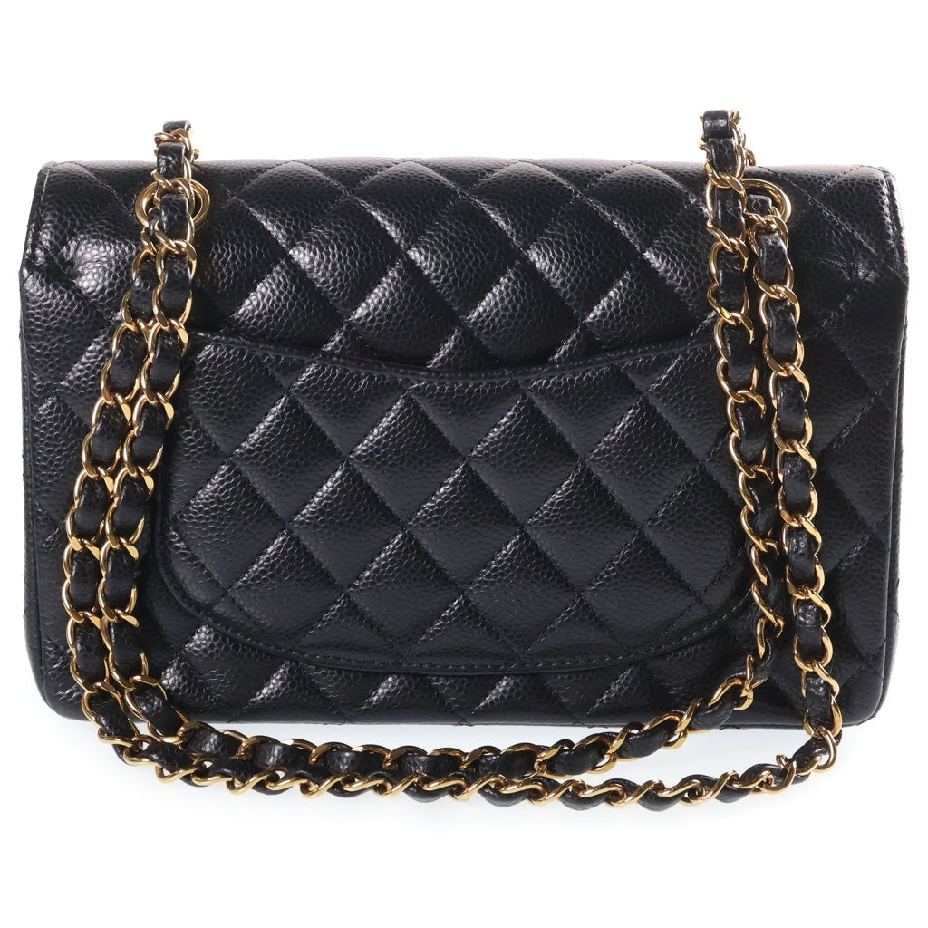 CHANEL(シャネル) マトラッセ23 ココマーク Wフラップ Wチェーン ショルダーバッグ ゴールド金具 キャビアスキン ブラック レディース