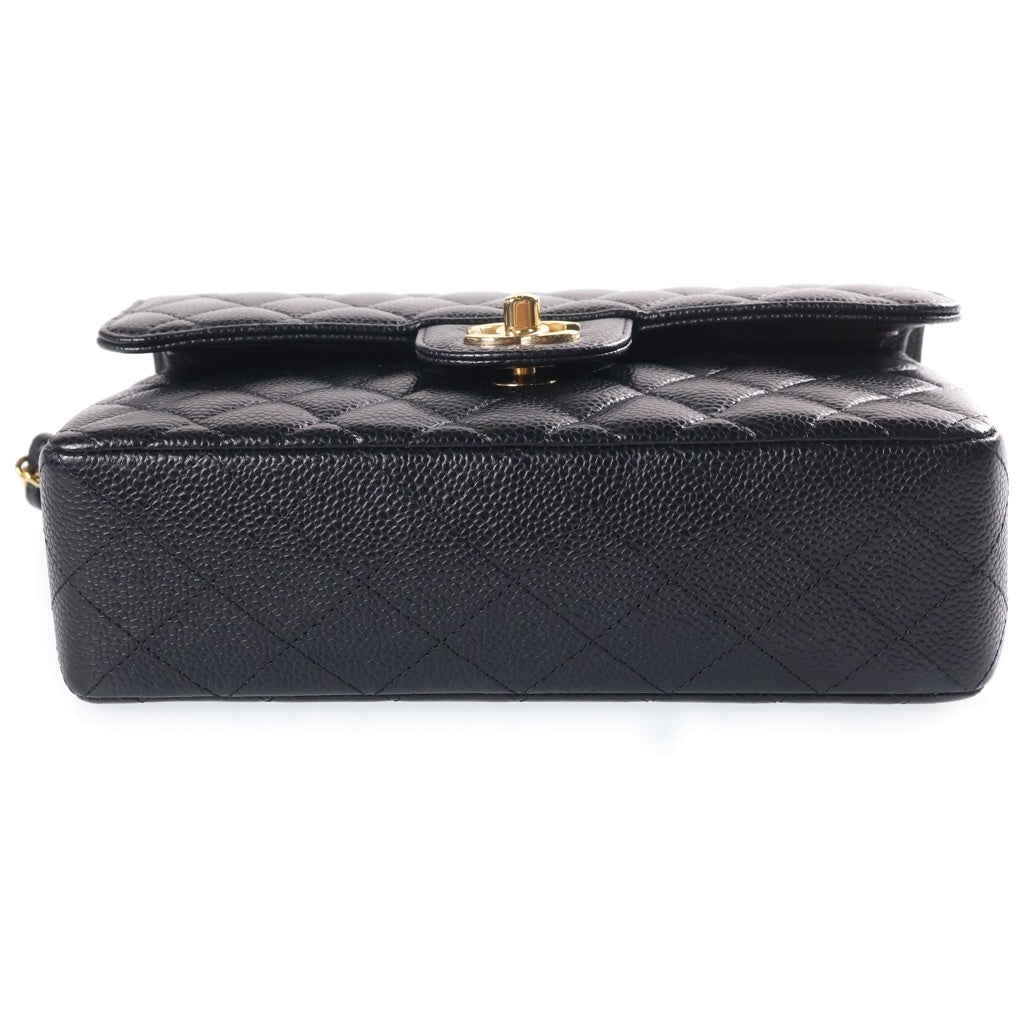 CHANEL(シャネル) マトラッセ23 ココマーク Wフラップ Wチェーン ショルダーバッグ ゴールド金具 キャビアスキン ブラック レディース