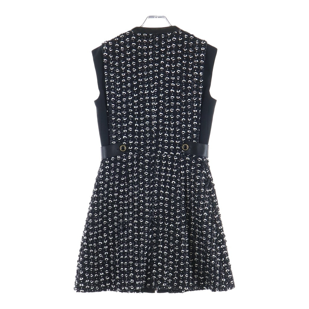 LOUIS VUITTON(ルイヴィトン) 22SS Chain Sleeveless Dress チェーン装飾 ノースリーブドレス ワンピース フロントジップ ツイード ブラック RW221B NJ0 FMDB29 レディース