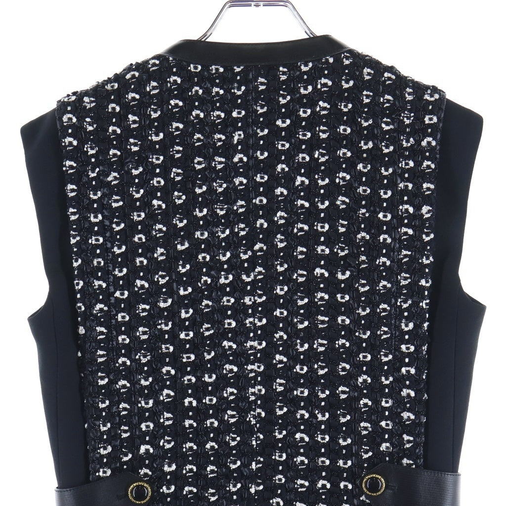 LOUIS VUITTON(ルイヴィトン) 22SS Chain Sleeveless Dress チェーン装飾 ノースリーブドレス ワンピース フロントジップ ツイード ブラック RW221B NJ0 FMDB29 レディース
