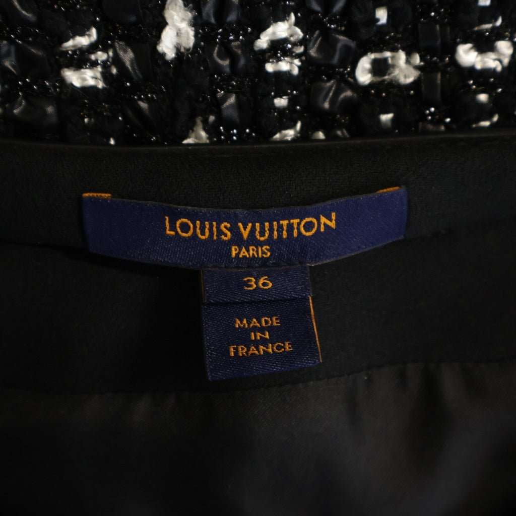 LOUIS VUITTON(ルイヴィトン) 22SS Chain Sleeveless Dress チェーン装飾 ノースリーブドレス ワンピース フロントジップ ツイード ブラック RW221B NJ0 FMDB29 レディース
