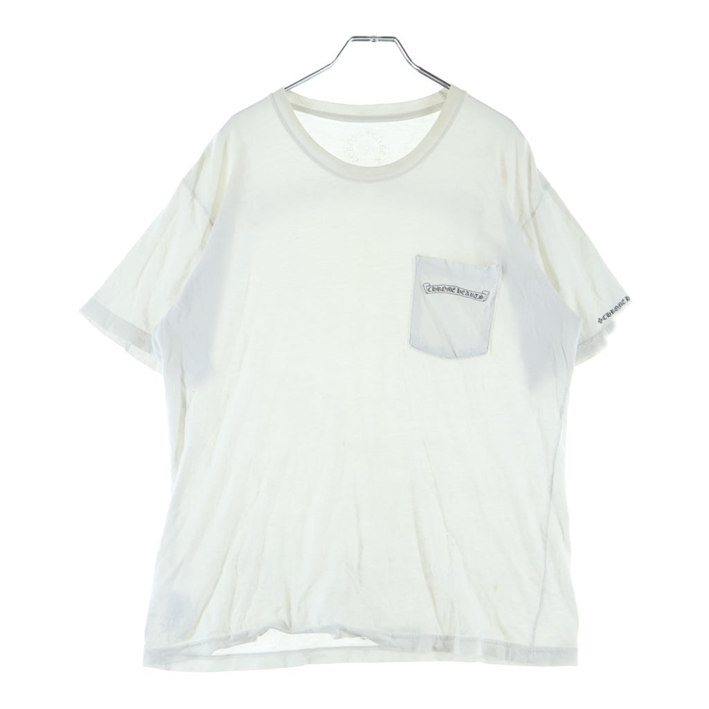 CHROME HEARTS(クロムハーツ) ポケット ロゴ プリント Tシャツ 半袖 ホワイト