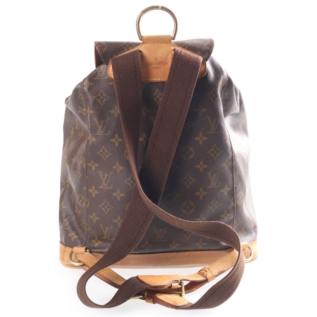 LOUIS VUITTON(ルイヴィトン) モノグラム モンスリGM リュックサック バックパック ブラウン レザー×PVC M51135 ゴールド金具 レディース