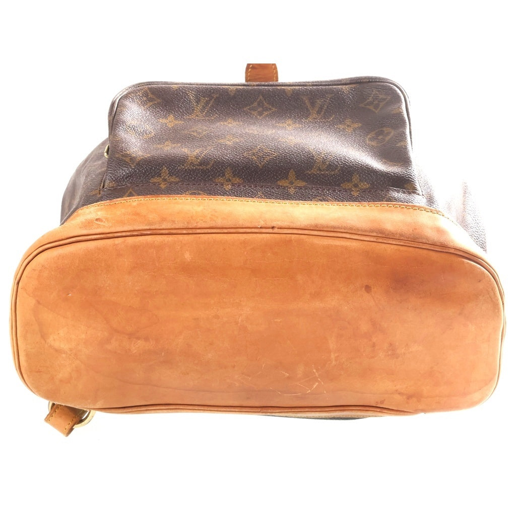 LOUIS VUITTON(ルイヴィトン) モノグラム モンスリGM リュックサック バックパック ブラウン レザー×PVC M51135 ゴールド金具 レディース