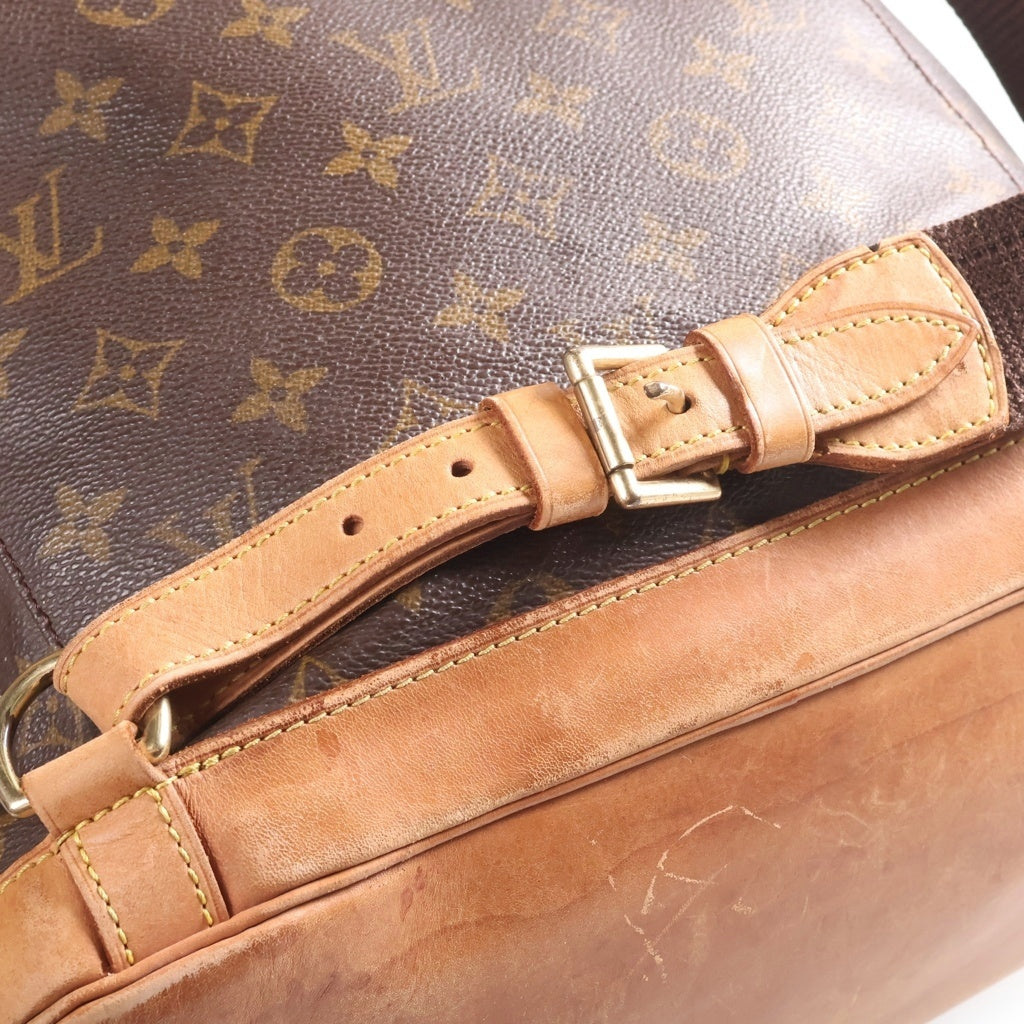 LOUIS VUITTON(ルイヴィトン) モノグラム モンスリGM リュックサック バックパック ブラウン レザー×PVC M51135 ゴールド金具 レディース