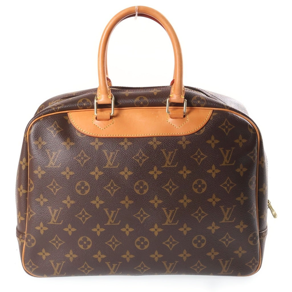 LOUIS VUITTON(ルイヴィトン) モノグラム ドーヴィル ハンドバッグ ブラウン レザー×PVC M47270 ゴールド金具 レディース