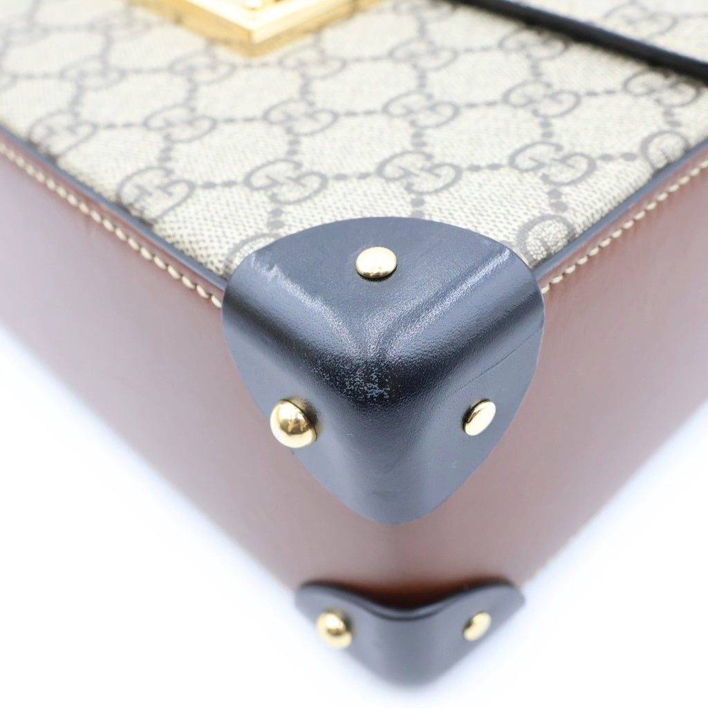GUCCI(グッチ) GGスモール バンブー パドロック 2WAYチェーンショルダーバッグ ハンドバッグ ベージュ PVCレザー 603221 ゴールド金具 レディース