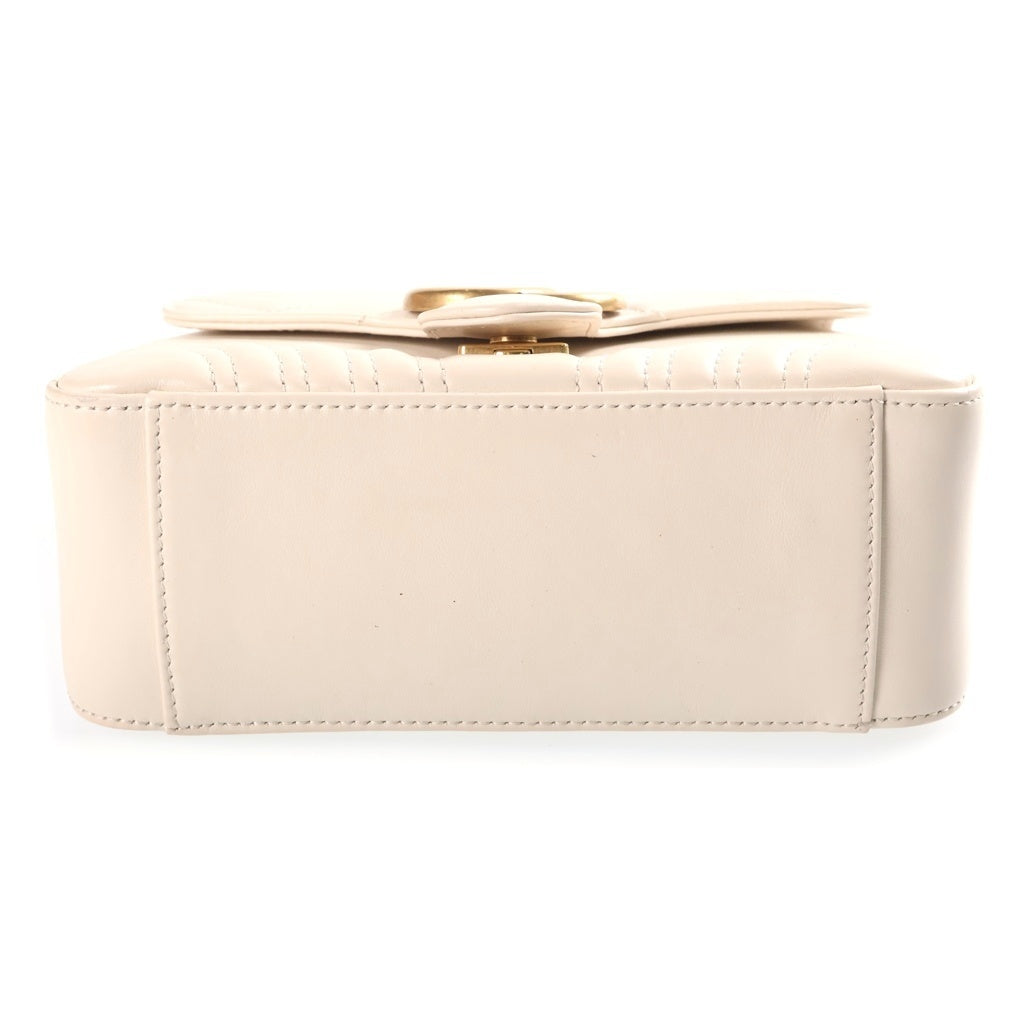 GUCCI(グッチ) GGマーモント ミニ レザー 2WAY トップハンドル チェーンショルダーバッグ ゴールド金具 アイボリー 547260 レディース