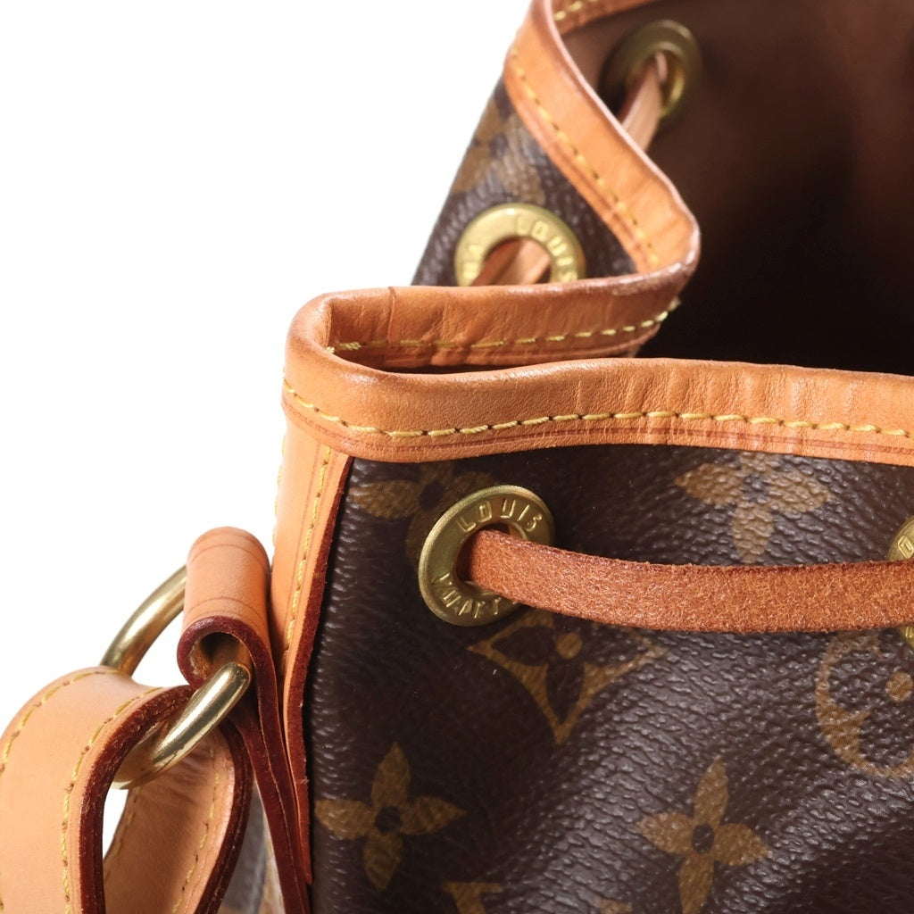 LOUIS VUITTON(ルイヴィトン) モノグラム ノエBB ショルダーバッグ ブラウン レザー×PVC M46983 ゴールド金具 レディース