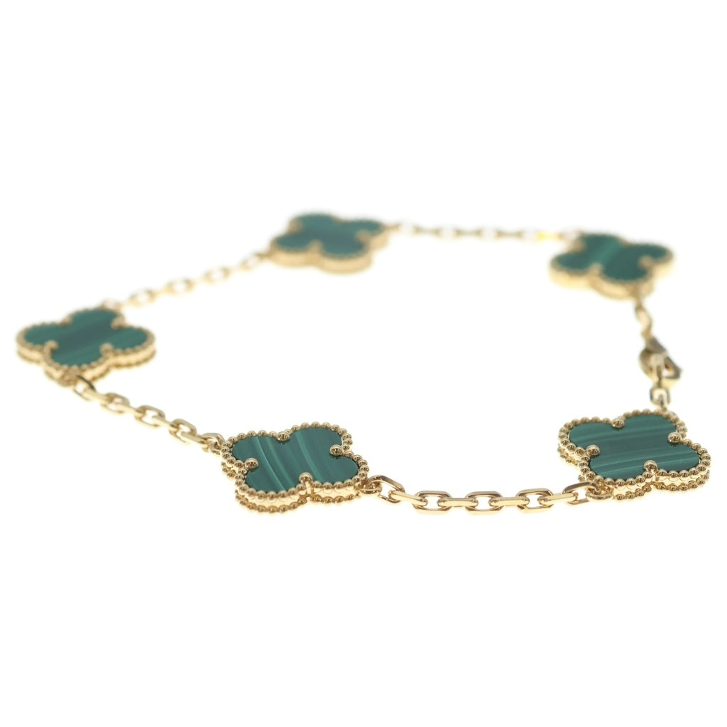 Van Cleef & Arpels(ヴァンクリーフアンドアーペル) ヴィンテージアルハンブラ 5モチーフ マラカイト ブレスレット グリーン×イエローゴールド Au750YG VCARL80900 レディース