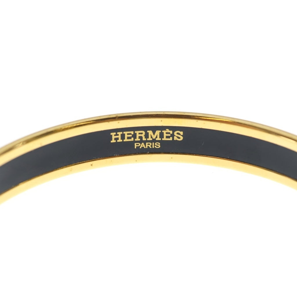 HERMES(エルメス) エマイユロゴ バングル ブレスレット ゴールド×ブラック レディース