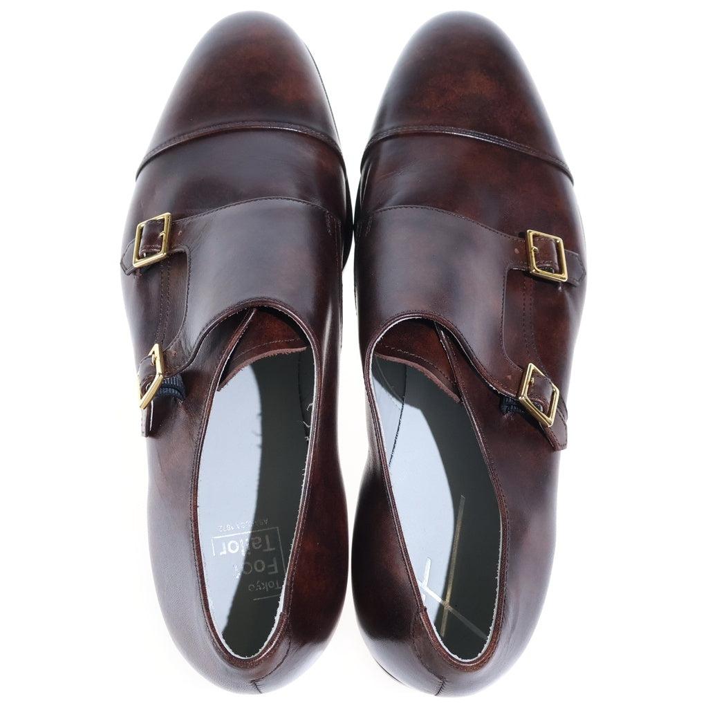 NO BRAND(ノーブランド) TOKYO FOOT TAILOR(トーキョーフットテイラー) DOUBLE MONK ダブルモンクストラップ ドレスシューズ 革靴 レザー ブラウン