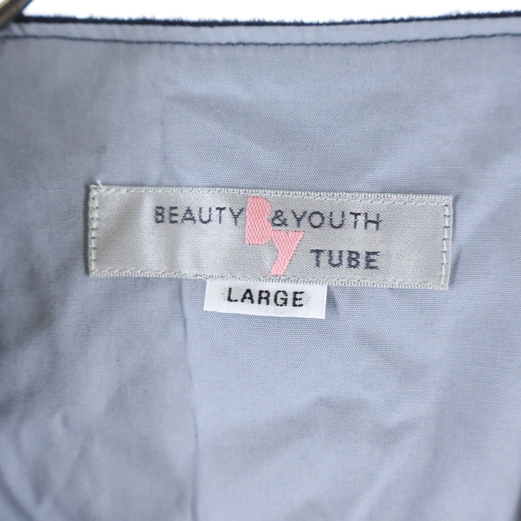 H BEAUTY&YOUTH(エイチ ビューティーアンドユース) TUBE FLN HUNTHING VT ジップアップ ハンティングベスト ウール レザー ネイビー/ブラック 12795992027