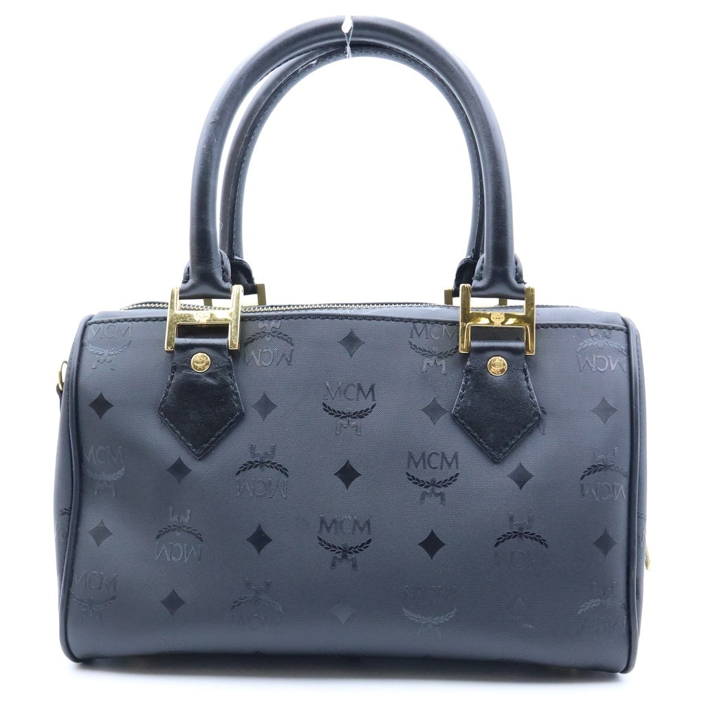MCM(エム シー エム) ミニ ボストンバック 2wayショルダー レザー キャンバス ブラック レディース