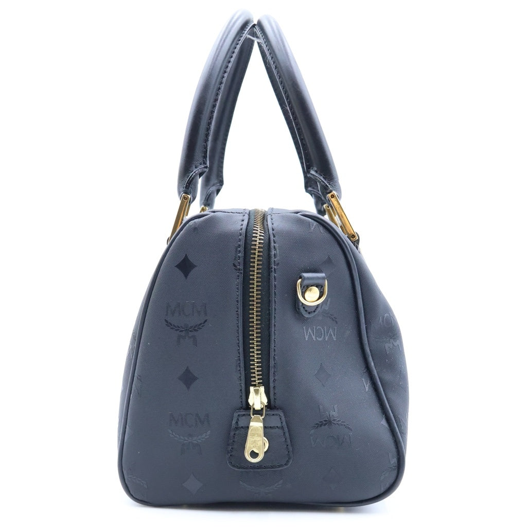 MCM(エム シー エム) ミニ ボストンバック 2wayショルダー レザー キャンバス ブラック レディース