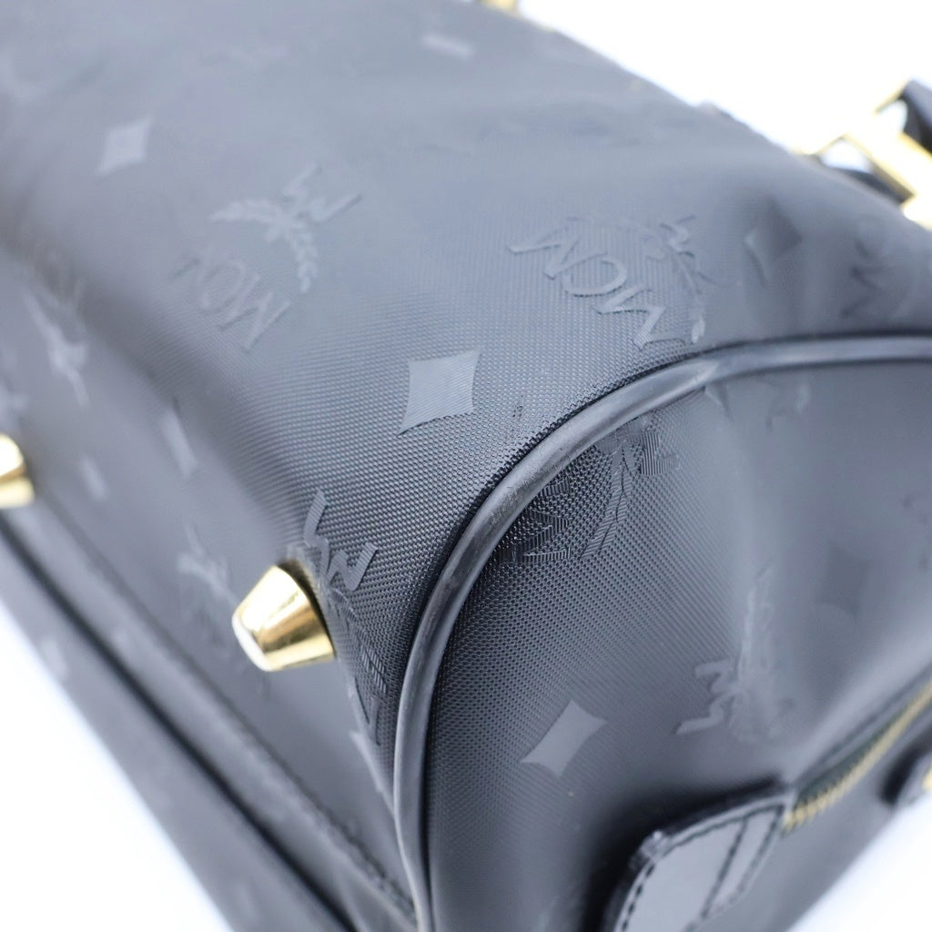 MCM(エム シー エム) ミニ ボストンバック 2wayショルダー レザー キャンバス ブラック レディース
