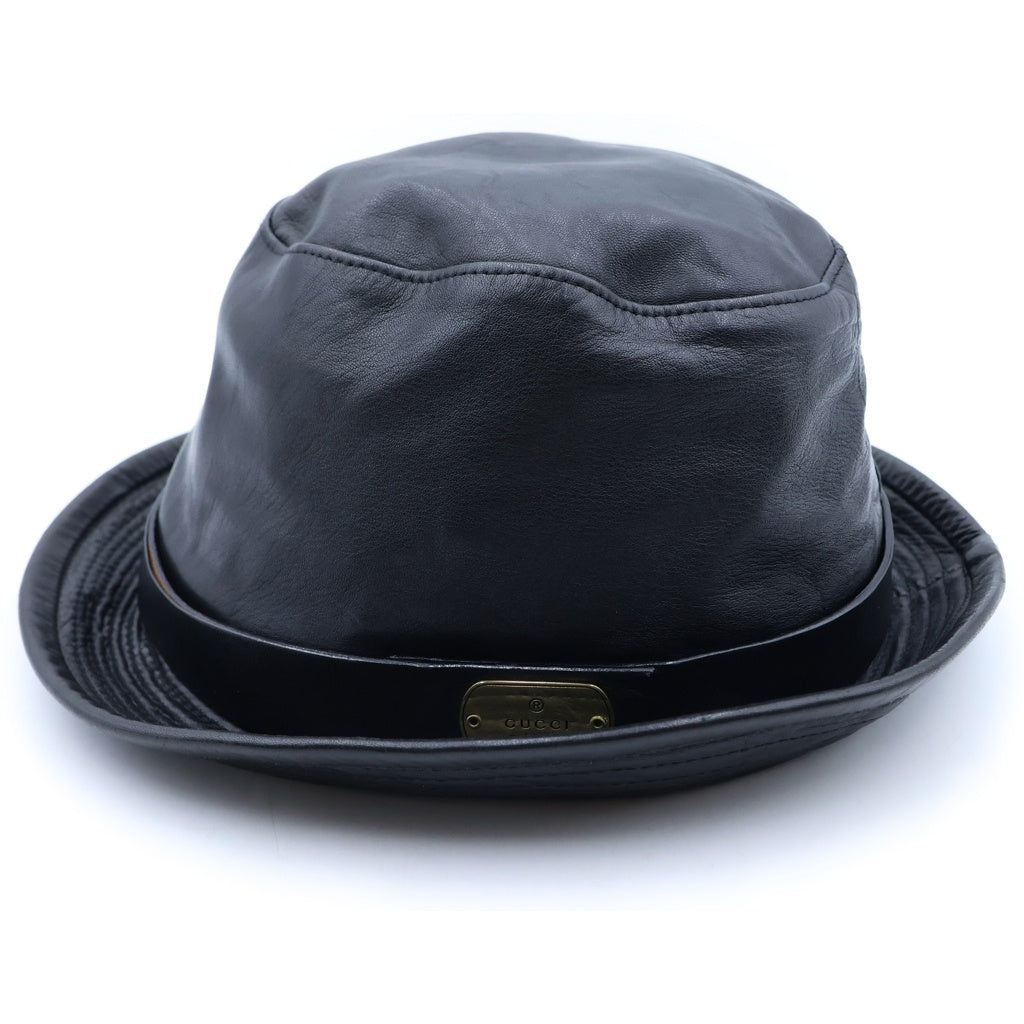GUCCI(グッチ) ■GG金具 ハット レザー 黒