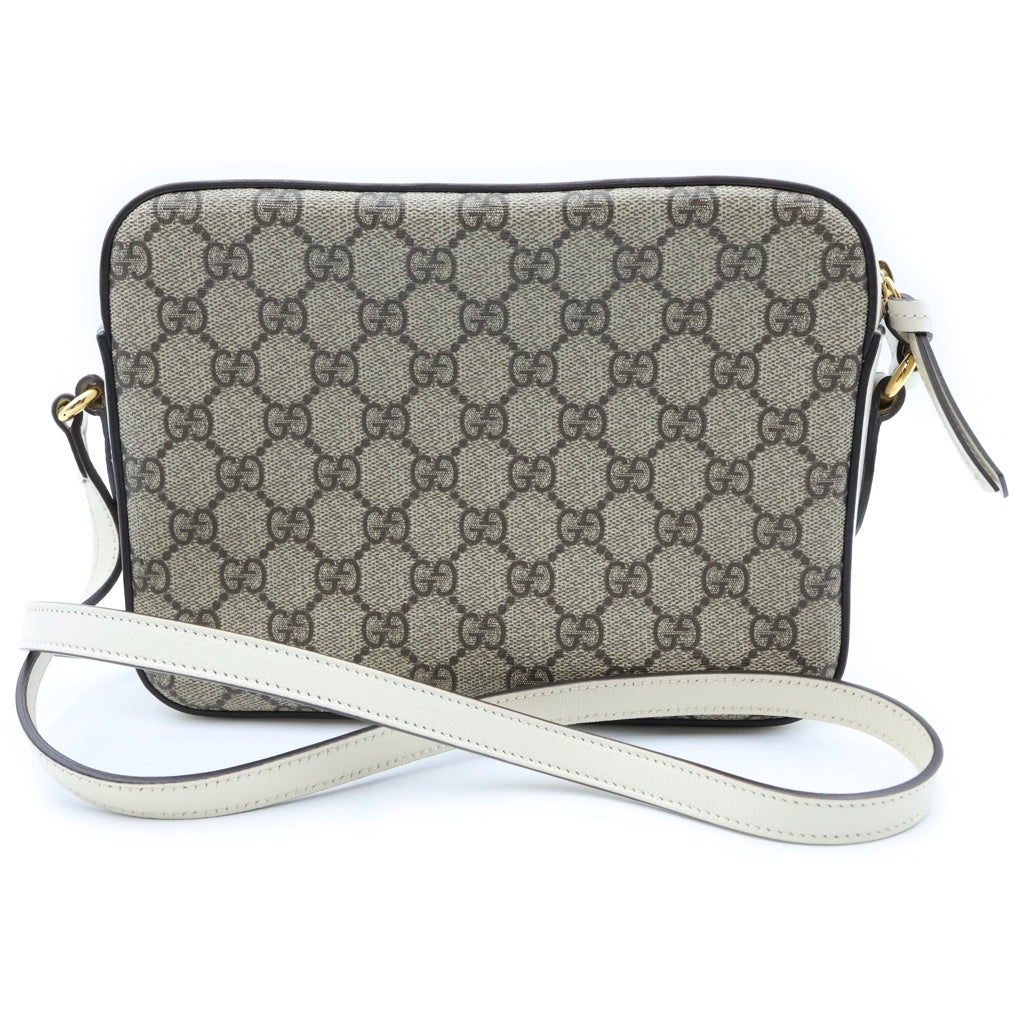 GUCCI(グッチ) ホースビット1955 ショルダーバッグ スモール GGキャンバス レザー ホワイト/ベージュ 645454 レディース