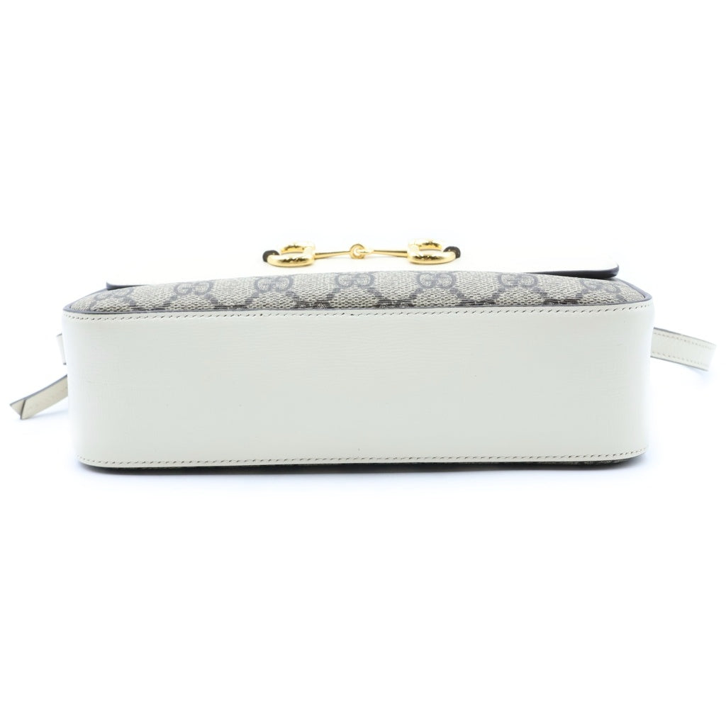 GUCCI(グッチ) ホースビット1955 ショルダーバッグ スモール GGキャンバス レザー ホワイト/ベージュ 645454 レディース